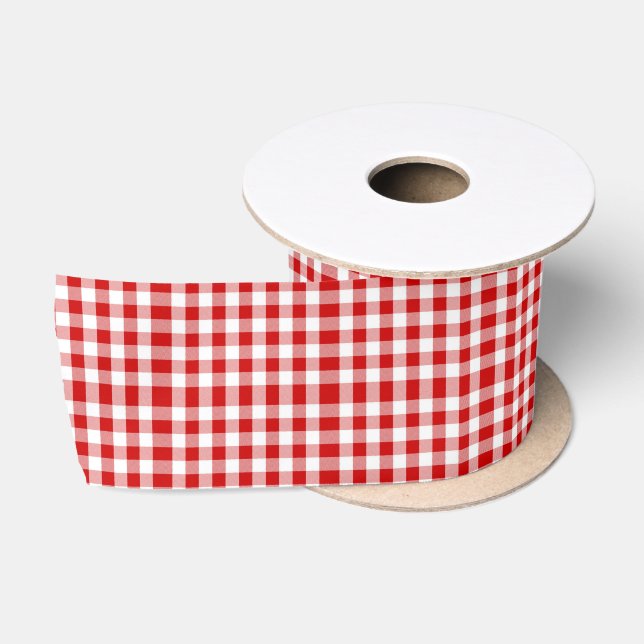Red Gingham Satin Ribbon (Spool)