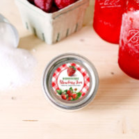 Red Gingham Strawberry Jam Jar Label