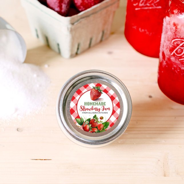 Red Gingham Strawberry Jam Jar Label (Creator Uploaded)