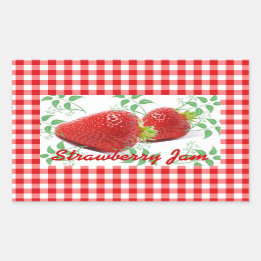 Red gingham Strawberry jam label