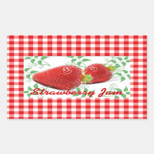Red gingham Strawberry jam label