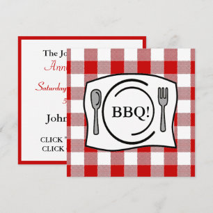 Red Gingham Tablecloth BBQ Invitation