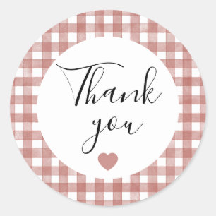 Red Gingham Thank You Favour Sticker