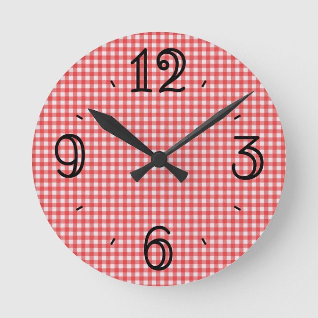 Red Gingham Wall Clock (Front)