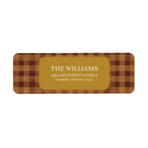 Red Gingham Watercolor Check Return Address Label