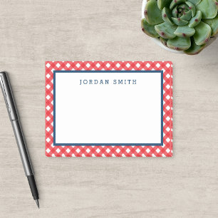 Red Gingham with Blue Border Post-it Notes