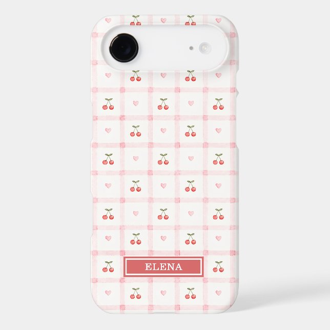 Red Gingham with Cherries and Bows Monogrammed (Back)