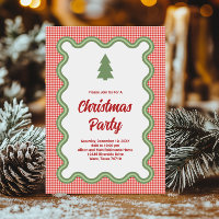 Red Gingham with Wavy Green Border Photo Seasonal