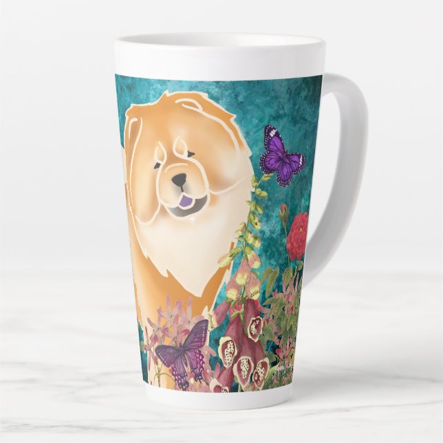 RED -GINKGO CHOW- Latte Mug (Right Angle)