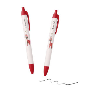 Red giraffe black ink pen