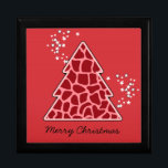 Red giraffe Christmas Tree Gift Box<br><div class="desc">Lovely,  bright,  modern pattern with animal print christmas tree in Red and stars. Cute,  girly,  and trendy Christmas gift. Personalise it with your own text/ message/ name.</div>