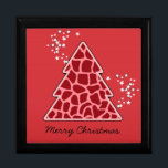 Red giraffe Christmas Tree Gift Box<br><div class="desc">Lovely,  bright,  modern pattern with animal print christmas tree in Red and stars. Cute,  girly,  and trendy Christmas gift. Personalise it with your own text/ message/ name.</div>