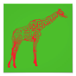 Red Giraffe Stencil Photo Print