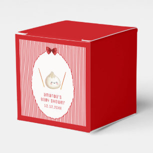 Red Girl Bow Asian Dumpling Baby Shower Favour Box