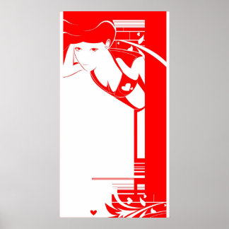 red girl collab poster