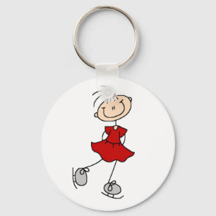 Red Girl Ice Skater T-shirts and Gifts Key Ring