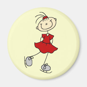 Red Girl Ice Skater T-shirts and Gifts Magnet