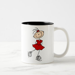 Red Girl Ice Skater T-shirts and Gifts Two-Tone Coffee Mug