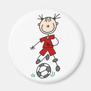 Red Girl Soccer Player Magnet