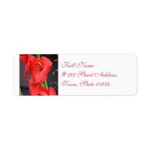 Red Gladiola Flowers Return Address Label