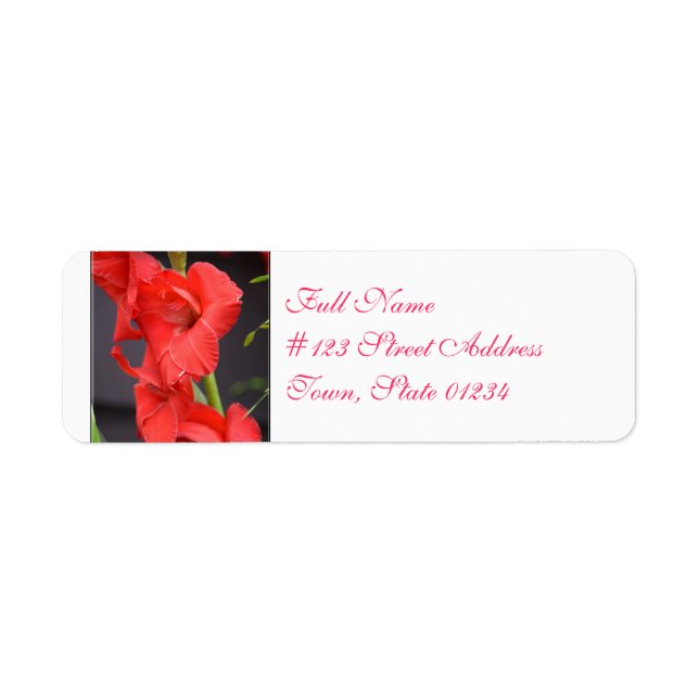 Red Gladiola Flowers Return Address Label (Front)