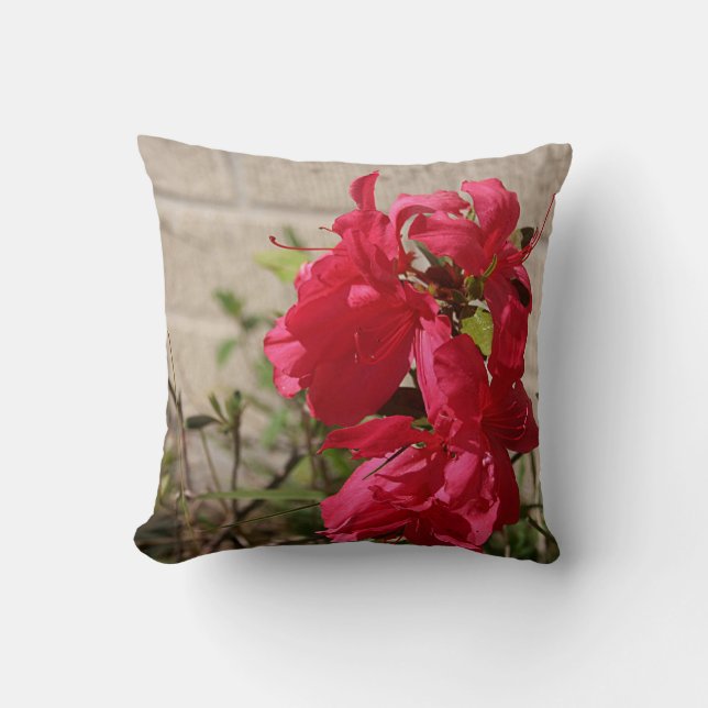 Red Gladiolas Spring Blossoms Throw Pillow (Front)