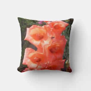 Red Gladioli Flowers Cushion