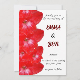 Red Gladiolus Floral Wedding Invitation