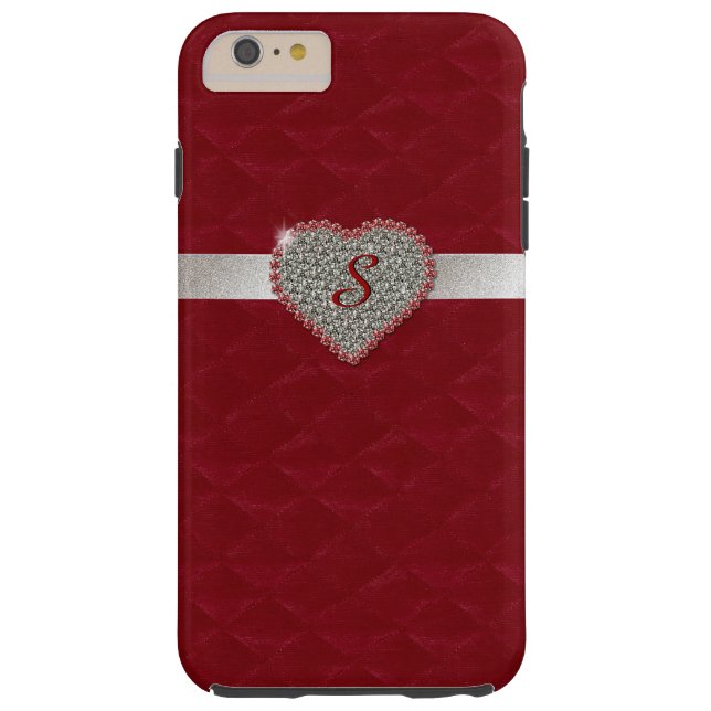 Red Glam Heart Monogram iPhone 6 Plus case (Back)