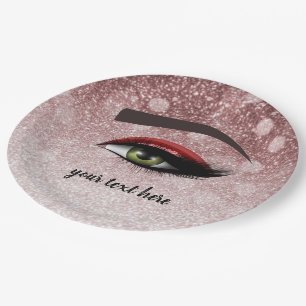 Red glam lashes eyes   makeup artist paper plate