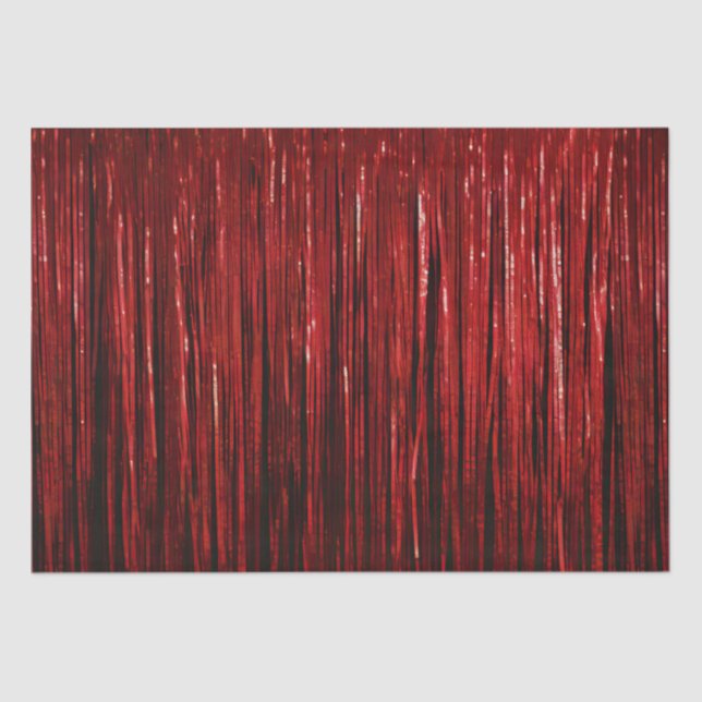 Red Glam Tinsel Stripes Tissue Paper (Front)