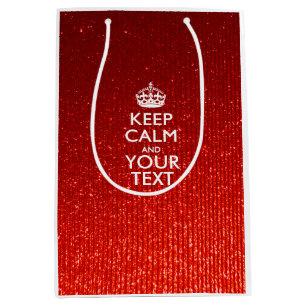 Red Glamour Keep Calm Personalised text Medium Gift Bag