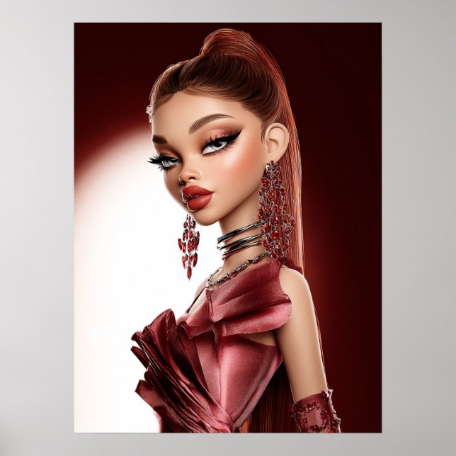 Red Glamour Print, Value Poster Paper (Semi-Gloss) (Front)