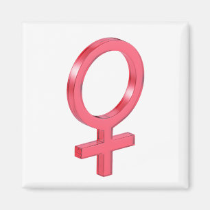 Red glass female gender sign magnet