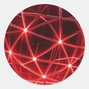 Red Glass Globe On Pedestal With Intersecting Line Classic Round Sticker