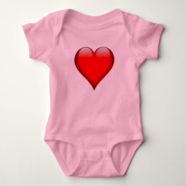 Red Glass Heart Customisable Baby Bodysuit (Front)