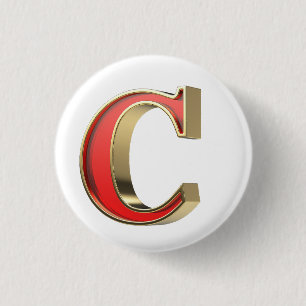 Red glass letter C 3 Cm Round Badge