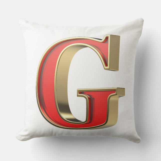 Red glass letter G Cushion (Front)