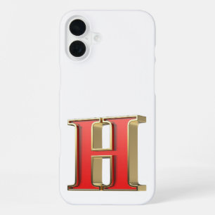 Red glass letter H iPhone 16 Plus Case
