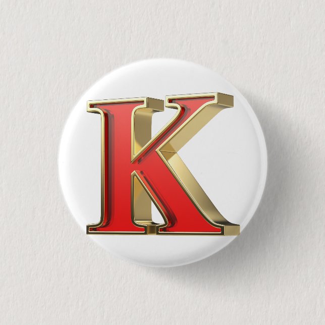 Red glass letter K  3 Cm Round Badge (Front)