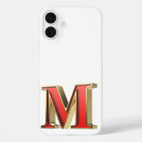Red glass letter M