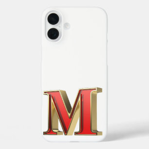 Red glass letter M iPhone 16 Plus Case
