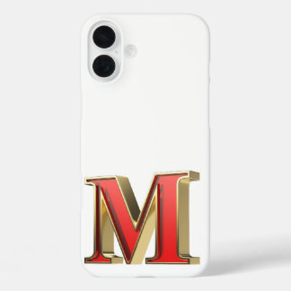 Red glass letter M iPhone 16 Plus Case
