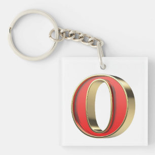 Red glass letter O Key Ring