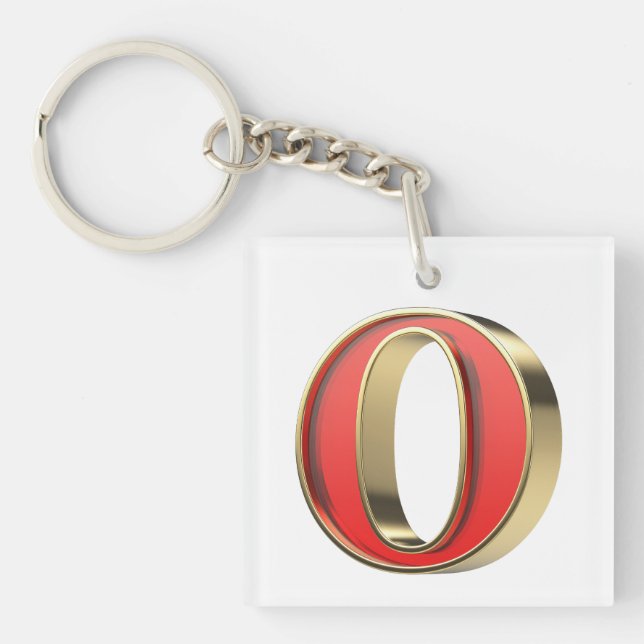 Red glass letter O  Key Ring (Front)