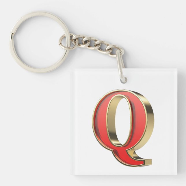 Red glass letter Q Key Ring (Front)