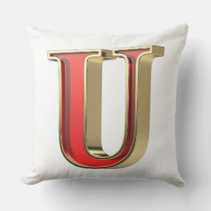Red glass letter U Cushion