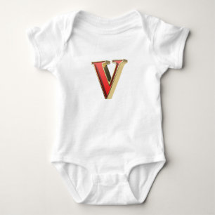 Red glass letter V Baby Bodysuit