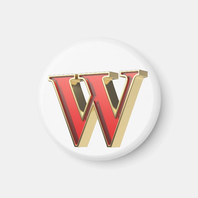Red glass letter W  Magnet (Front)