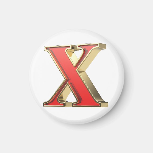 Red glass letter X  Magnet (Front)